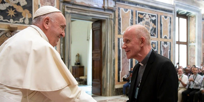 Divine Word Superior General Heinz Kulüke visiting with Pope Francis_full.jpg