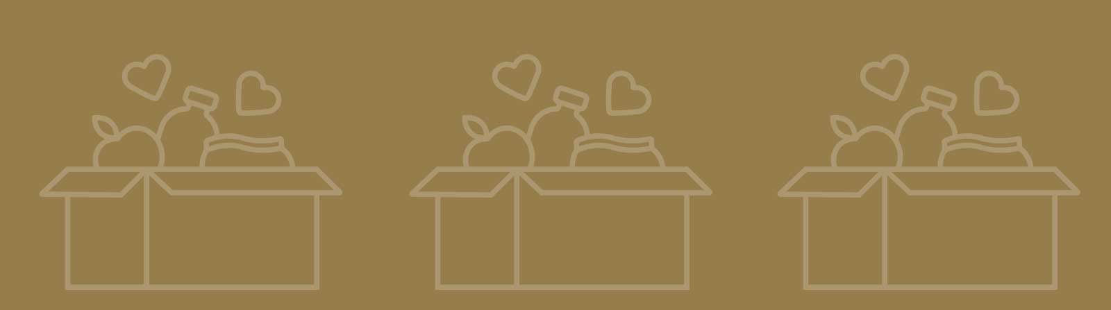 A banner with illustrations of food inside a donation box.