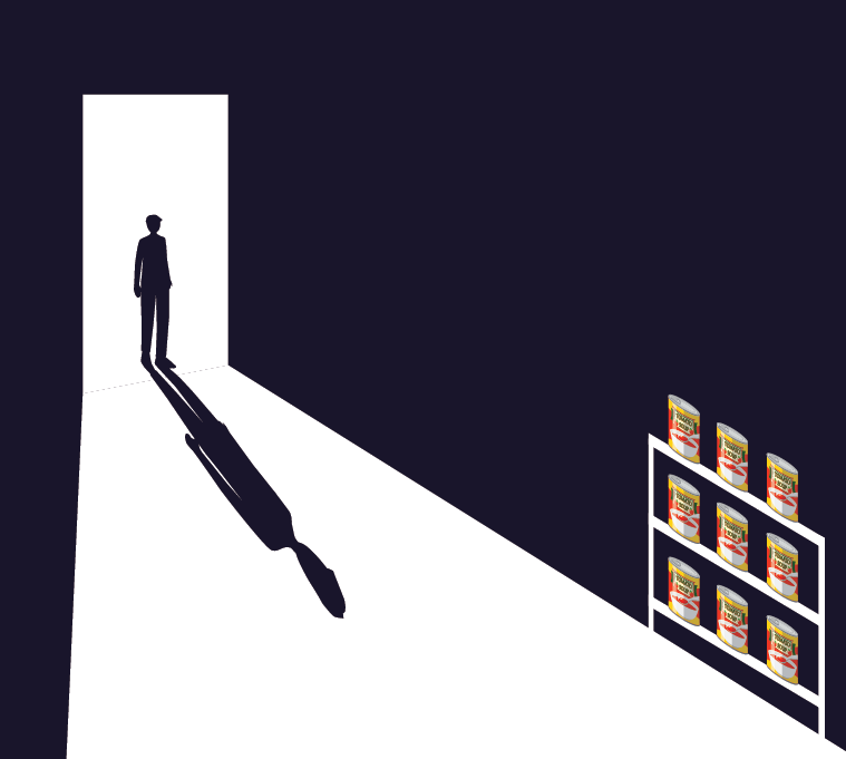 Illustration of a young boy standing at the door of a dark room hesitating to enter