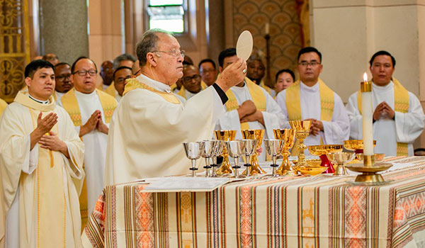 Priests celebrating mass in Society of the Divine Word Chapel, Techny, Illinois